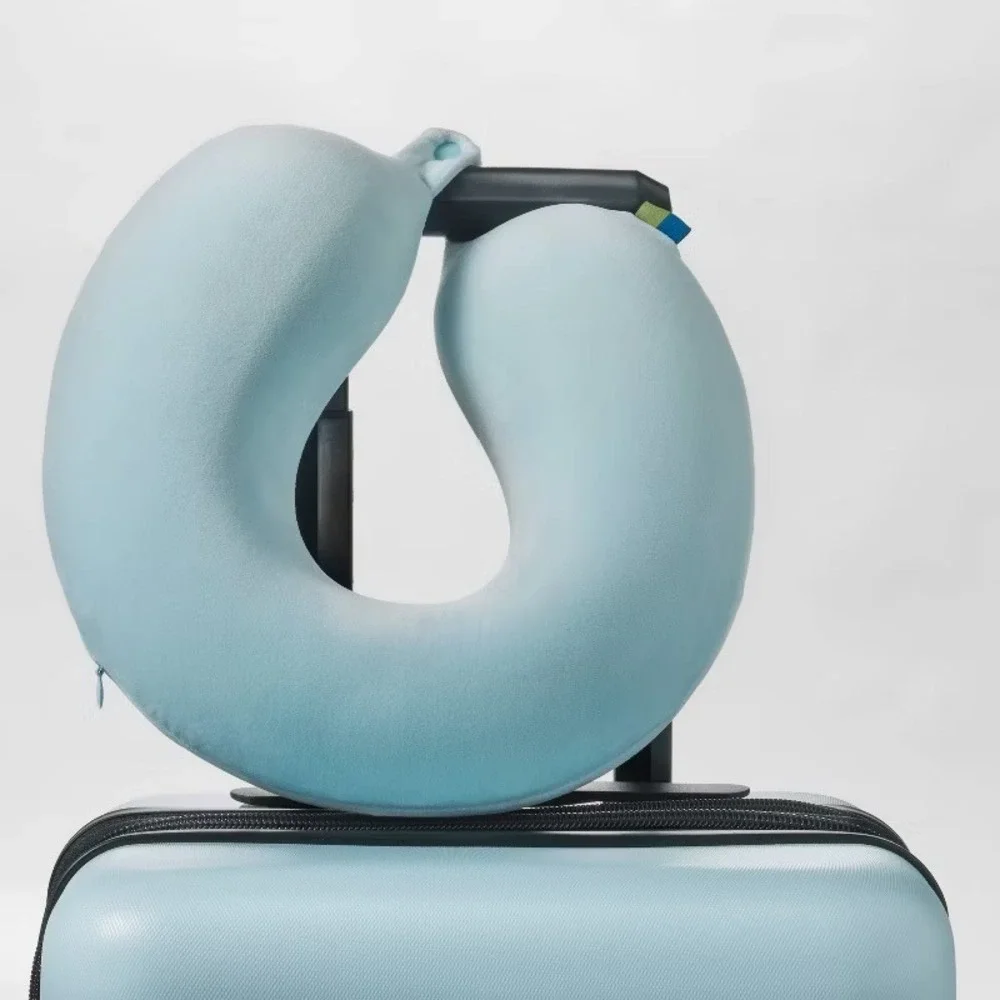 Memory Foam Travel Neck Pillow - Open Story™ - Muddy Aqua